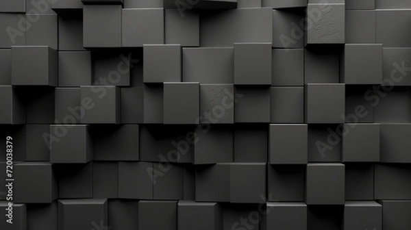 Fototapeta 3d realistic dark wall of cubes abstract background
