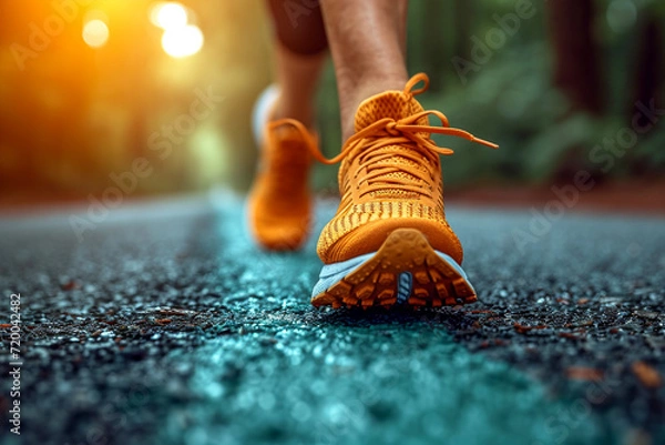 Obraz 아침에 운동을 하기 위해 달리는 여자 블러 모션