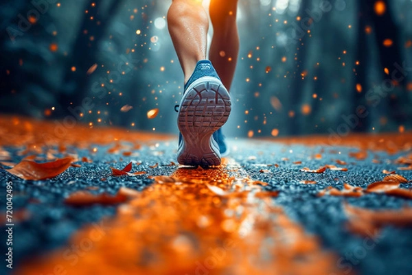 Obraz 아침에 운동을 하기 위해 달리는 여자 블러 모션