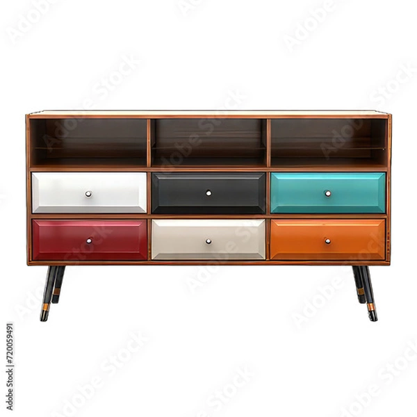 Obraz Sideboard Furniture isolated white background.  Transparent sideboard wood furniture. 
