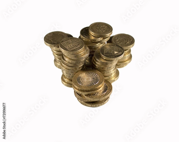 Obraz One pound coins group isolated