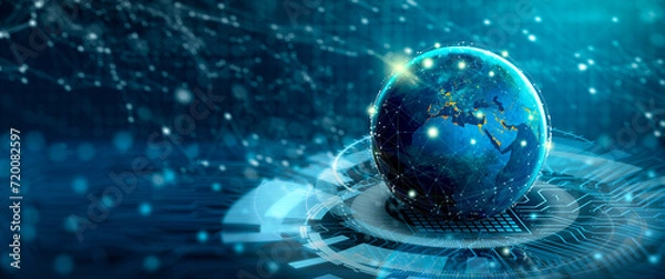 Fototapeta Global Business and Network connection concept. Elements furnished by NASA. 3D Rendering.