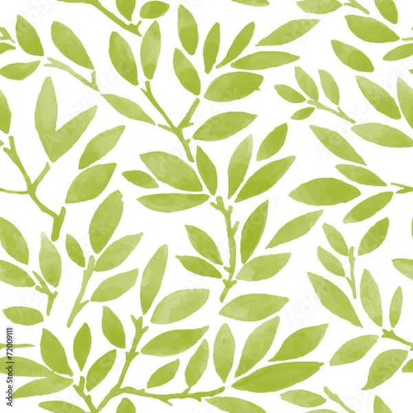 Obraz watercolor seamless pattern with leafs and branches
