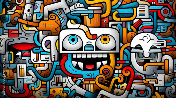Fototapeta Cute graffiti art abstract background poster web page PPT, art background