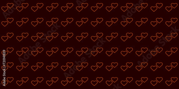 Fototapeta Love. Romantic Abstract texture with linear hearts. Stylish design for wrapping fabric cloth. Print. Chocolate decor Valentines day pattern. Textile swatch brown Heart dark background. Seamless