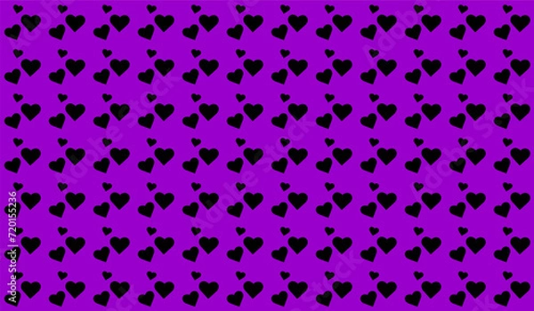 Fototapeta Vector abstract texture with black hearts Stylish design for wrapping fabric cloth print wedding decor Valentines day pattern Textile swatch Heart Purple Bright pink seamless pattern Minimal emo print