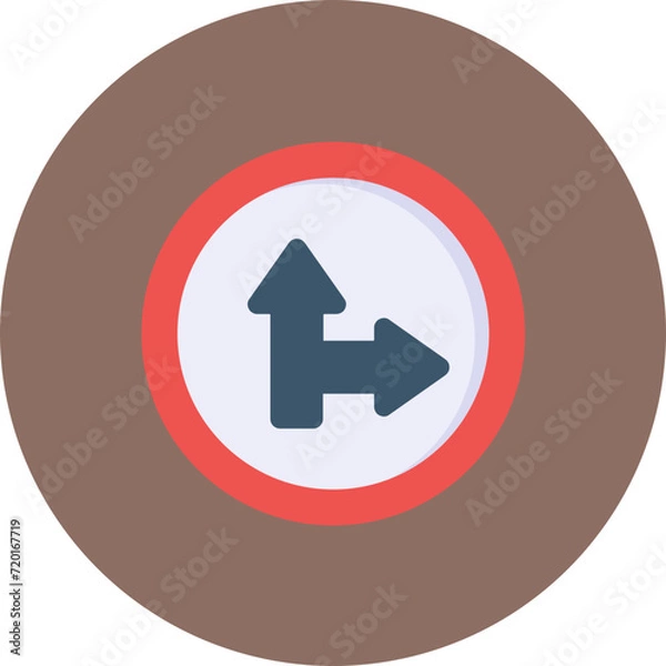 Fototapeta Side Road Right icon vector image. Can be used for Road Signs.
