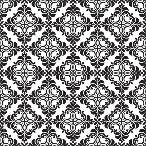 Fototapeta Abstract floral seamless pattern. Black and white. Modern stylish texture. Vector background.