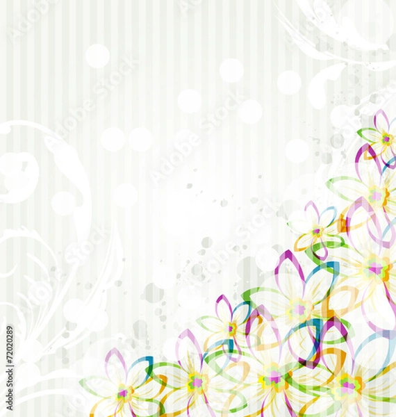 Fototapeta Multicolor flowers background with transparency elements for des