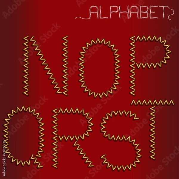 Obraz zigzag stitched alphabet N-T