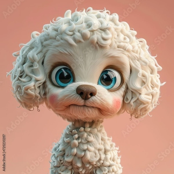 Fototapeta Cute Poodle, blue eyes, front view