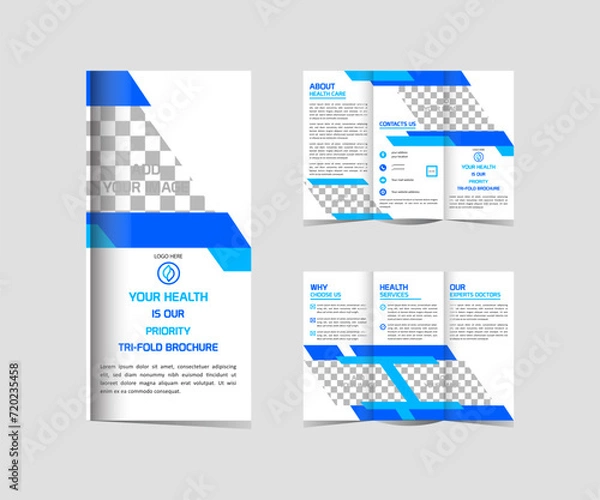 Fototapeta Tri Fold Brochure   Medical Treatment Health Care Template Design Editable And Resizable