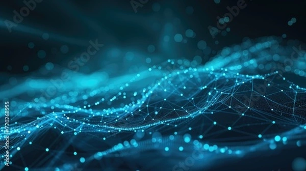 Fototapeta Digital network background with lines and dots