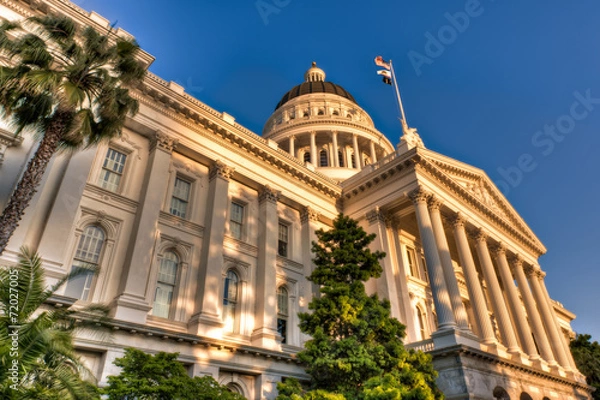 Fototapeta California State Capitol Lit by Setting Sun