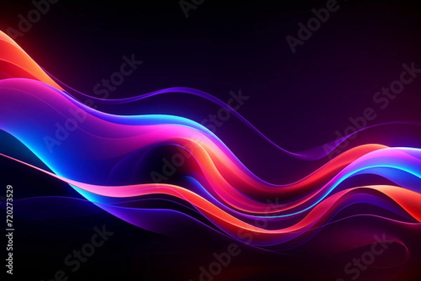 Fototapeta Abstract background. Digital 3D background. Analytical waves. Technology. 3D technological touches dock. Light of ring. Blue connection purple and colorful ring .