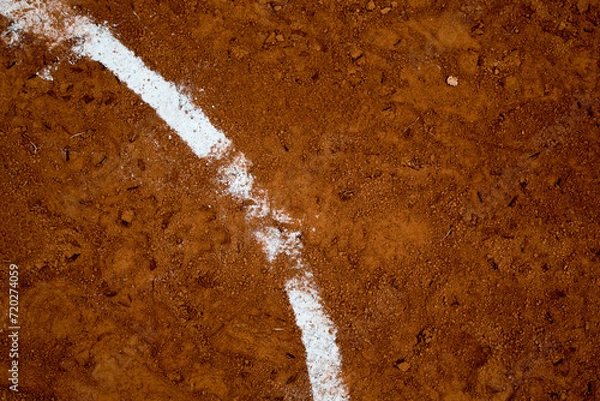 Fototapeta red clay baseball field and various views of the baseball home plate