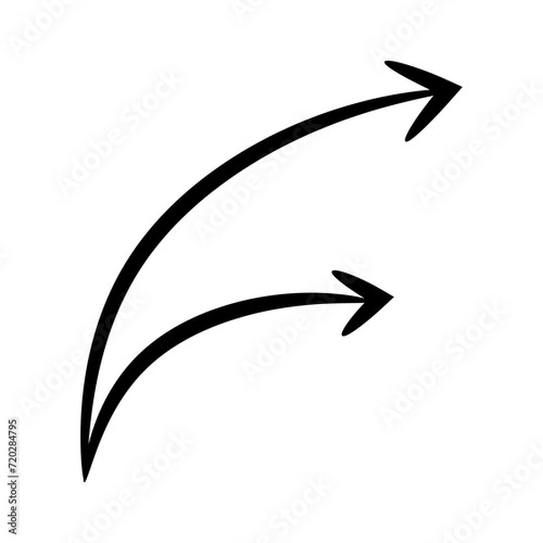 Obraz Black two different size of arrows on white background point to same way. Arrows are pointing on the right side.