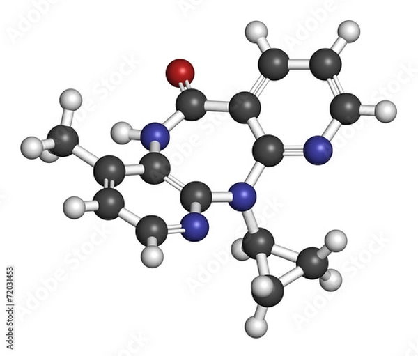 Fototapeta Nevirapine HIV drug molecule. Belongs to NNRTI class.