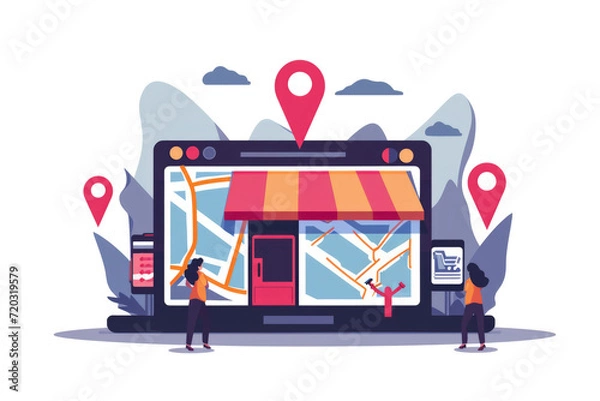 Fototapeta Local SEO: Optimizing a website for local searches, especially important for businesses serving a local community