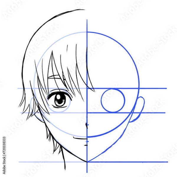 Obraz 男性の顔の描き方　漫画　アニメ