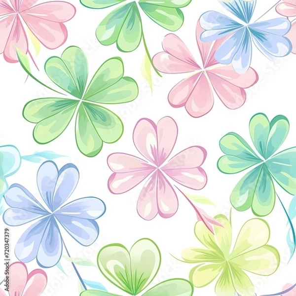 Obraz pattern vector clovers pastel colors