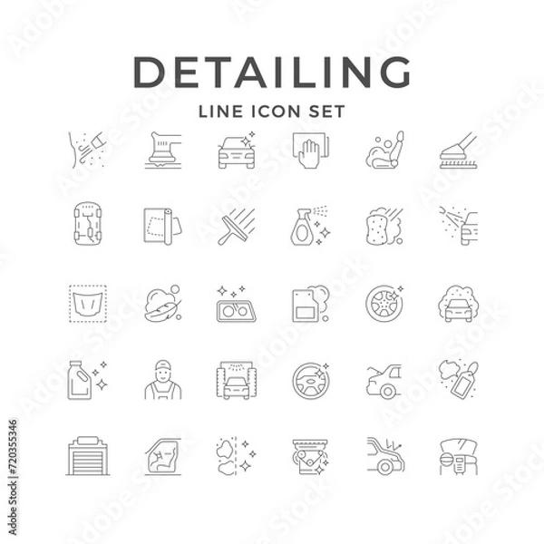 Obraz Set line icons of car detailing