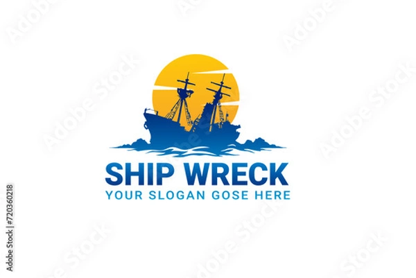Fototapeta ship wreck logo design 