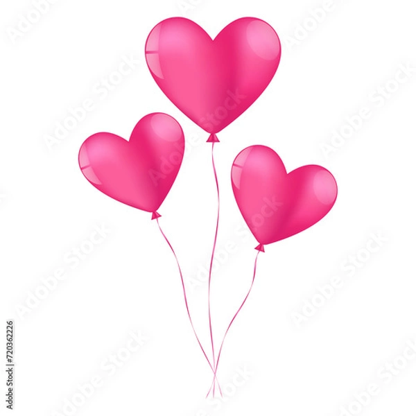 Fototapeta Heart Shaped Balloon. Balloon for Valentine's Day, Wedding Celebration, Mother's Day or Anniversary. Vector Illustration Isolated on White Background.