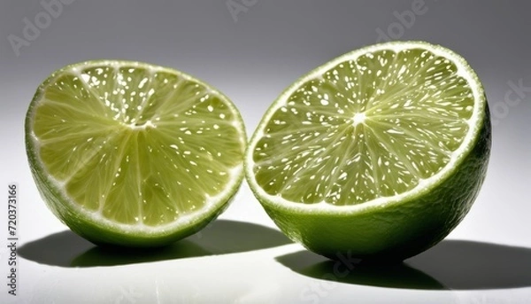 Fototapeta Two green limes cut in half