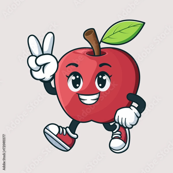 Obraz Apple Mascot Illustration Vector Vector.Apple character vector icon isolated on white background