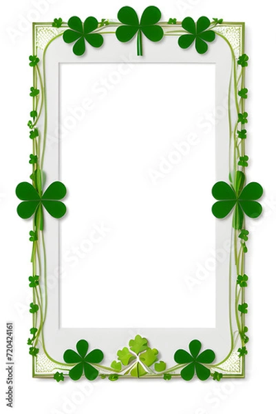 Fototapeta Clover Border Frame Illustration, Grean Leaf Border
