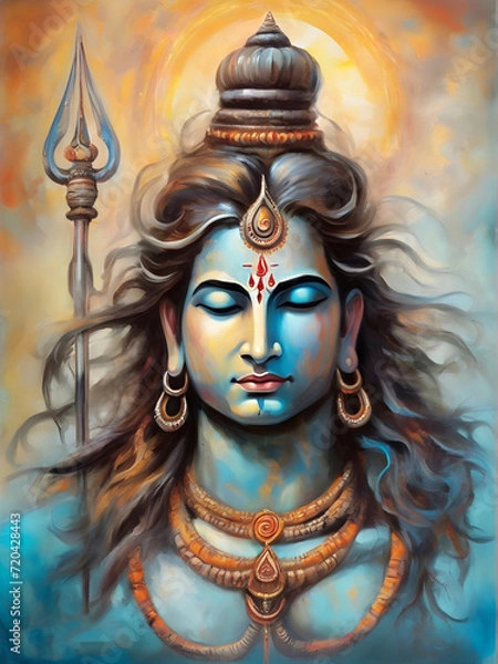 Fototapeta The creation of Lord Shiva for the joyous celebration of Maha Shivaratri, a Hindu festival.