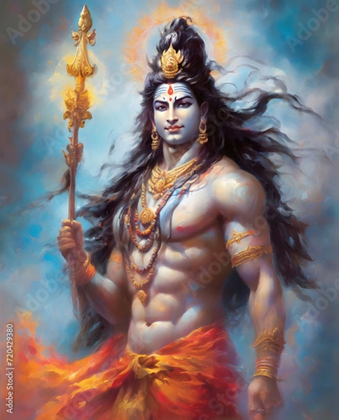 Fototapeta The creation of Lord Shiva for the joyous celebration of Maha Shivaratri, a Hindu festival.