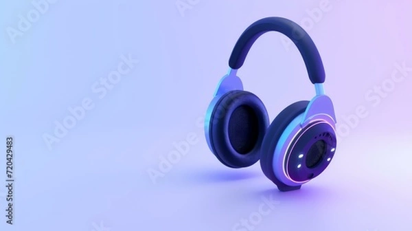 Fototapeta headphones on blue background