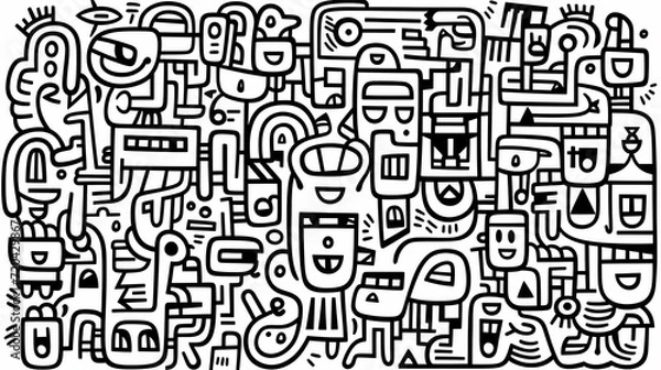 Fototapeta Abstract seamless doodle background, artistic background