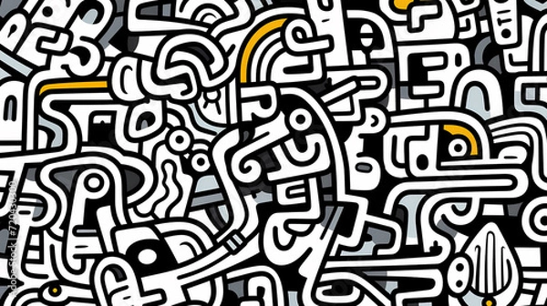 Fototapeta Abstract seamless doodle background, artistic background