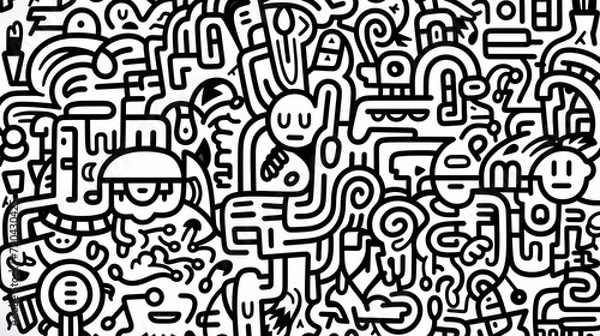 Fototapeta Abstract seamless doodle background, artistic background