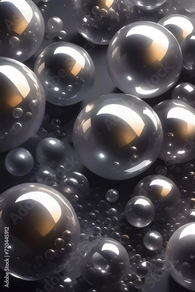 Fototapeta Soap bubbles in gray colour