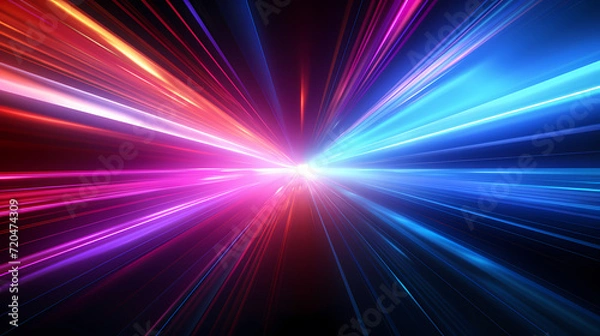 Fototapeta Abstract geometric lines background, technological lines background and light effects, 3D rendering