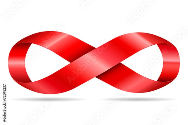 Fototapeta red ribbon in shape limitless, infinity symbol