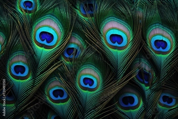 Fototapeta Peacock feather background, Abstract peacock feather, Ai generated