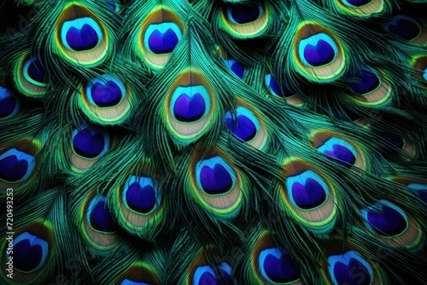 Fototapeta Peacock feather background, Abstract peacock feather, Ai generated