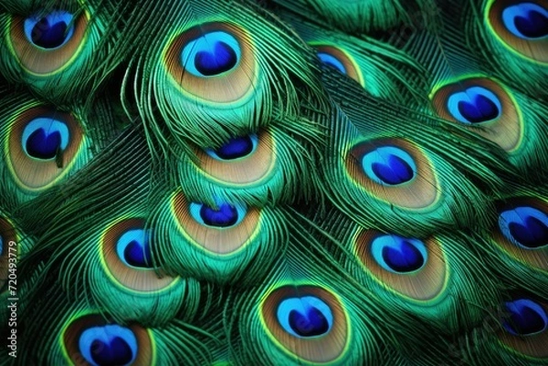 Fototapeta Peacock feather background, Abstract peacock feather, Ai generated