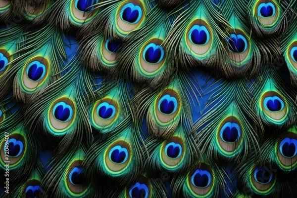 Fototapeta Peacock feather background, Abstract peacock feather, Ai generated