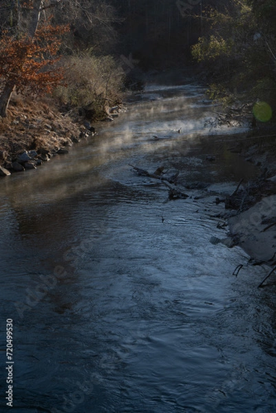 Obraz Stream with fog rising