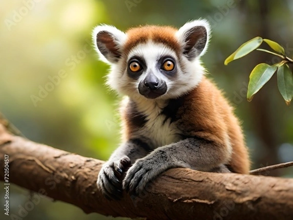 Obraz lemur on tree branch