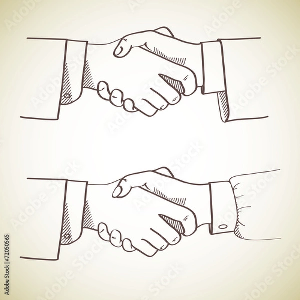 Fototapeta Man and woman hands shaking each other.