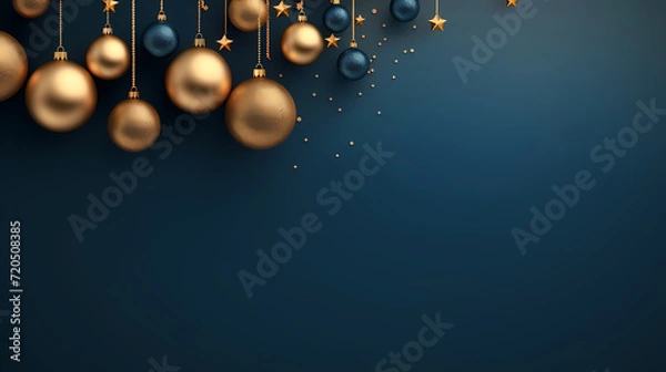 Fototapeta Luxurious Christmas balls on glowing bokeh background, Christmas and New Year minimalistic background