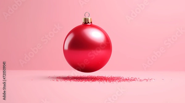 Fototapeta Luxurious Christmas balls on glowing bokeh background, Christmas and New Year minimalistic background