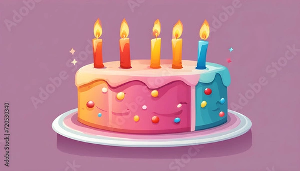Obraz birthday cake with candles vector art